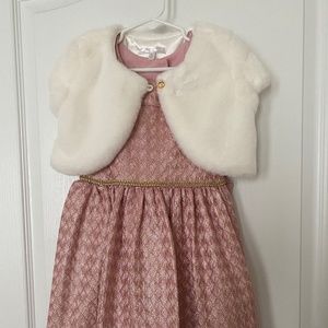 Tahari Holiday Dress with faux fair shrug